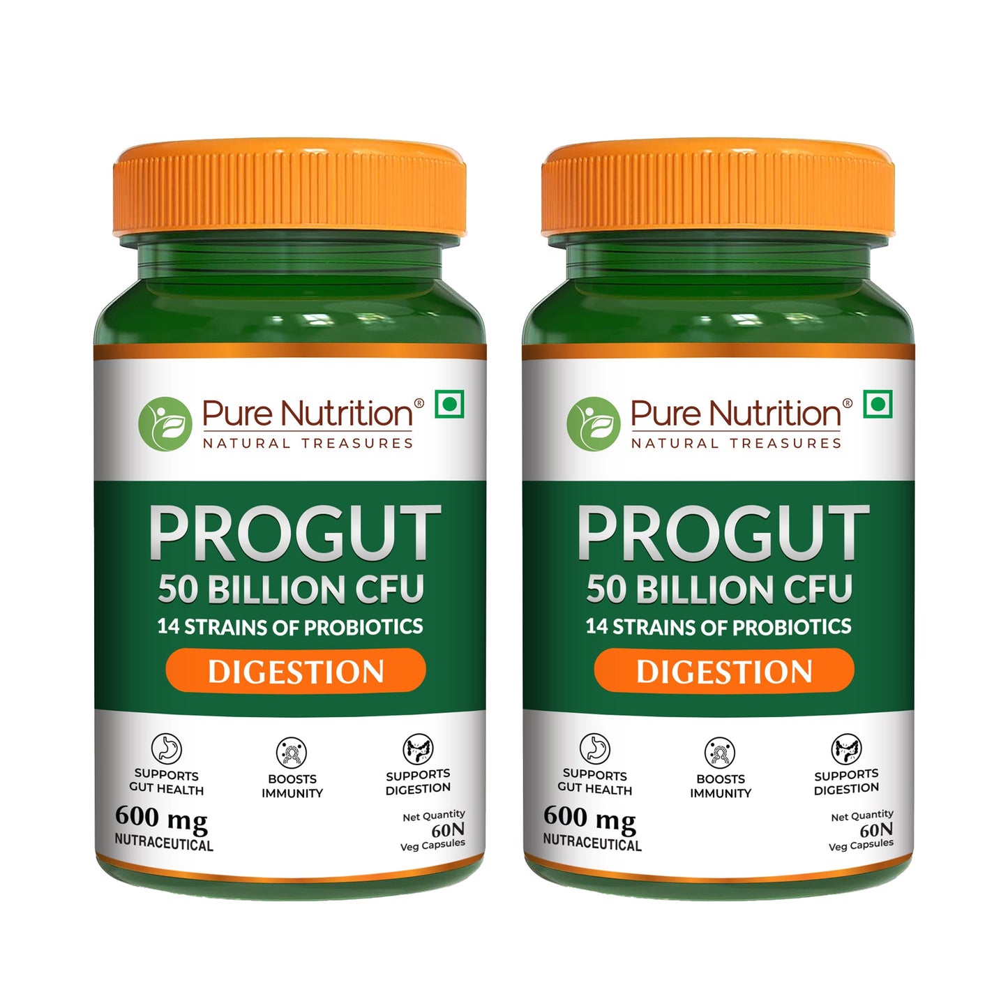 Progut 50 Billion CFU | Advanced Probiotic for Gut & Immune Health| 60 veg Capsules