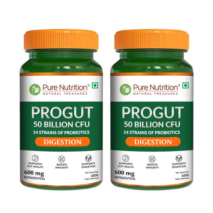 Progut 50 Billion CFU | Advanced Probiotic for Gut & Immune Health| 60 veg Capsules