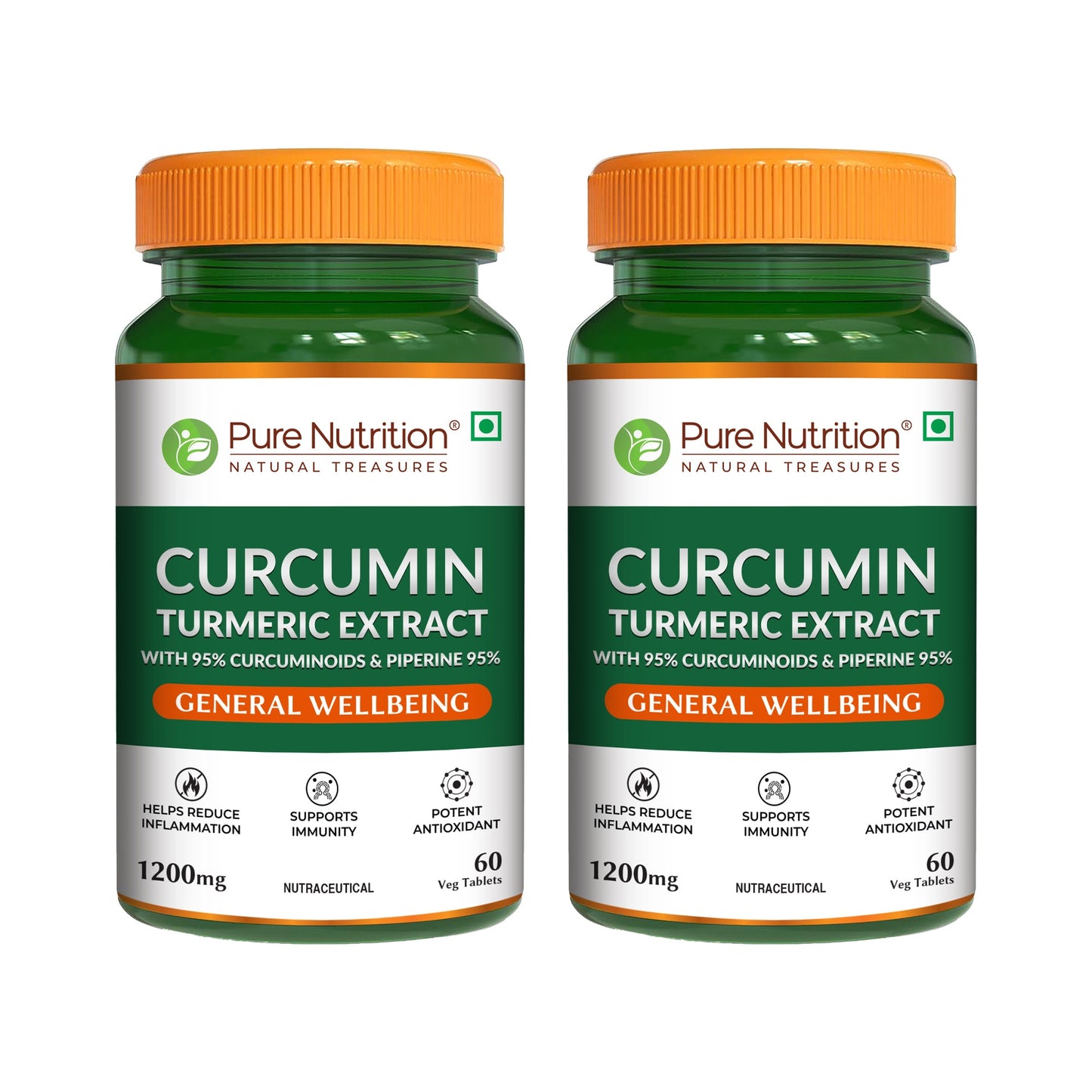 Curcumin Turmeric Extract with 95% Curcuminoids and 95% Piperine - Vegetarian Tablets | Supports Inflammation Reduction and Joint Health