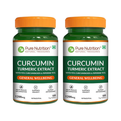 Curcumin Turmeric Extract with 95% Curcuminoids and 95% Piperine - Vegetarian Tablets | Supports Inflammation Reduction and Joint Health