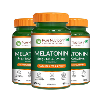 Pure Nutrition Melatonin with Tagar, Chamomile & L-Theanine – 60 Veg Tablets