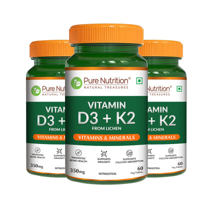 Vitamin D3 + K2 from Lichen - 60 Tablets