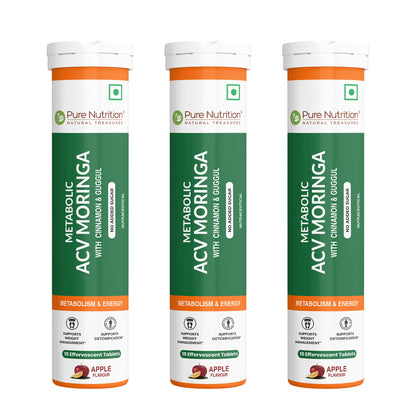 Pure Nutrition ACV Moringa Effervescent Tablets – Apple Flavour – 15 Tablets