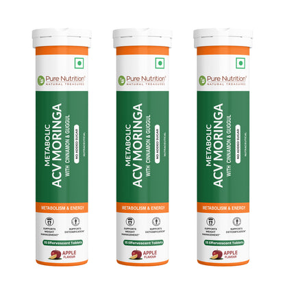Pure Nutrition ACV Moringa Effervescent Tablets – Apple Flavour – 15 Tablets