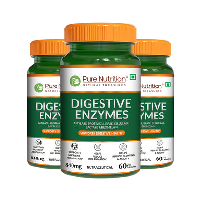 Pure Nutrition Digestive Enzymes with Bromelain – Supports Healthy Digestion