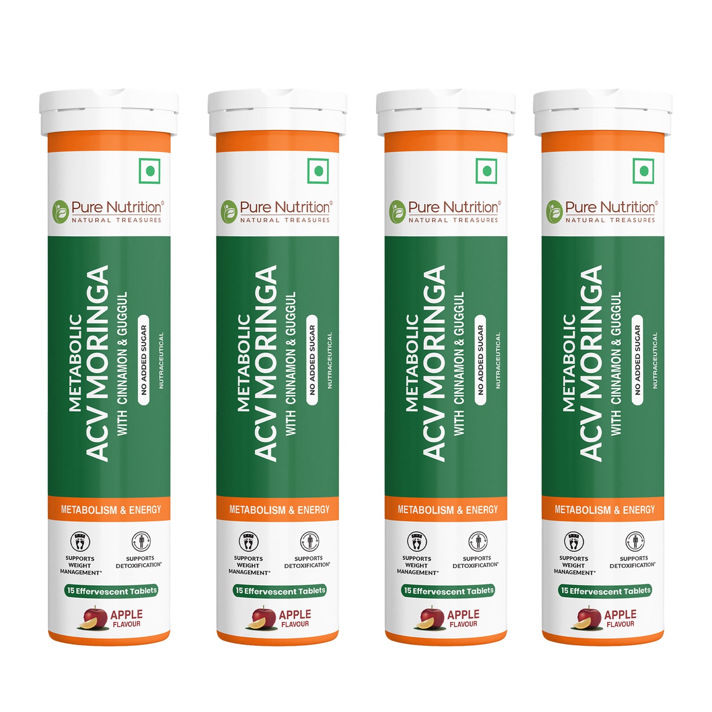 Pure Nutrition ACV Moringa Effervescent Tablets – Apple Flavour – 15 Tablets