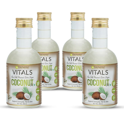 Raw Cold Pressed Virgin Coconut Oil - 250ml Pet Bottle | 100% Pure & Unrefined | Good for Hair Growth, Skin, Baby Massage, Cooking, and Reducing Hair Fall