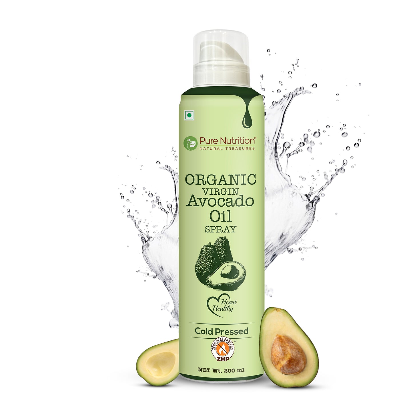 Avocado Oil Cooking Spray - 200ml | 100% Organic, Extra Virgin, Cold Pressed & Natural | 10X Less Oil for Healthy Cooking | Ideal for Salad Dressing, Sautéing, Baking, Frying | Good for Skin