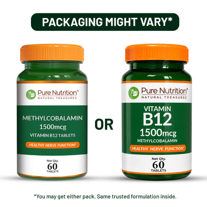 Vitamin B12 Methylcobalamin 1500mcg | Brain, Nerve & Energy Support | 60 Tablets