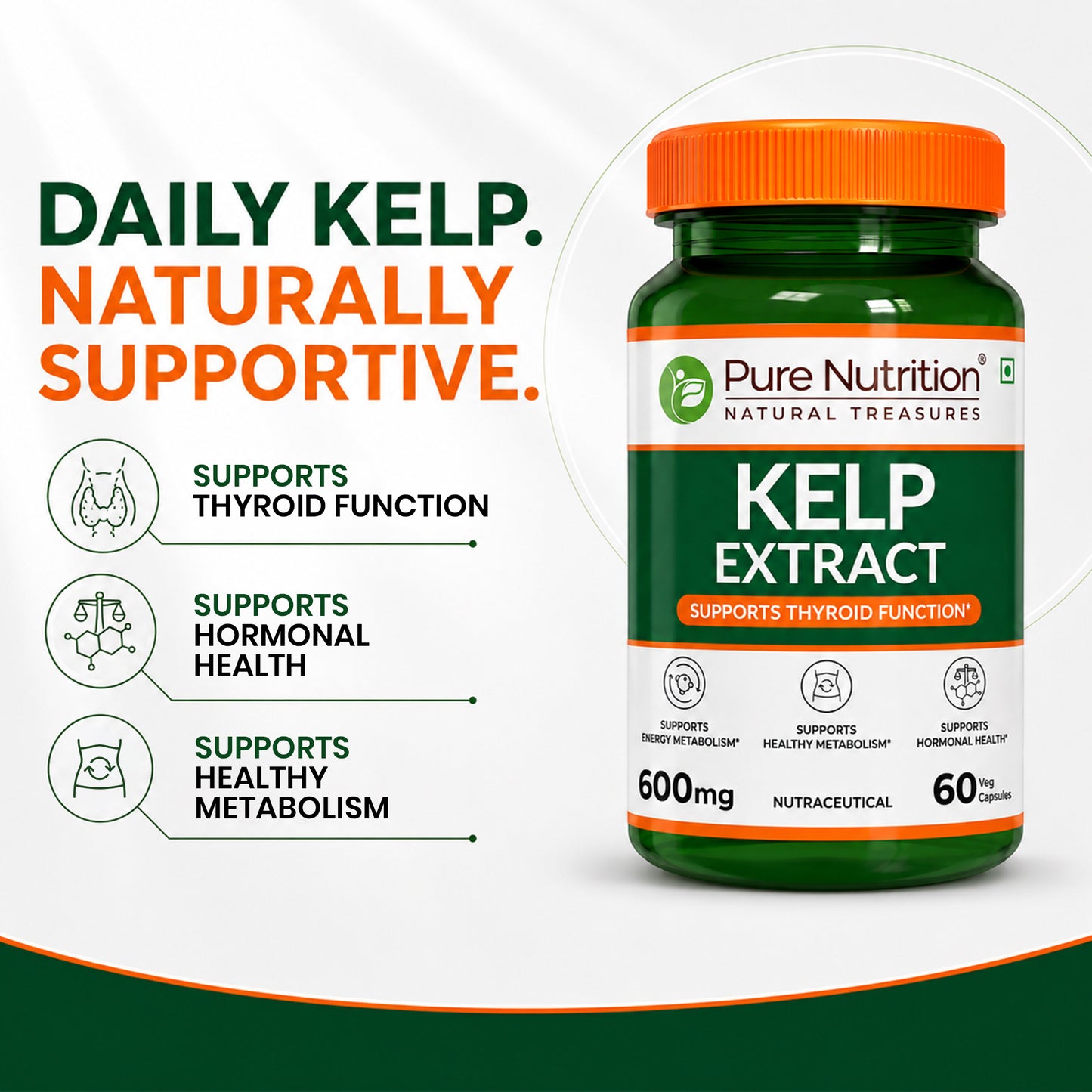 Kelp Extract 600mg | 60 Veg Capsules | Laminaria spp. Whole Plant Extract
