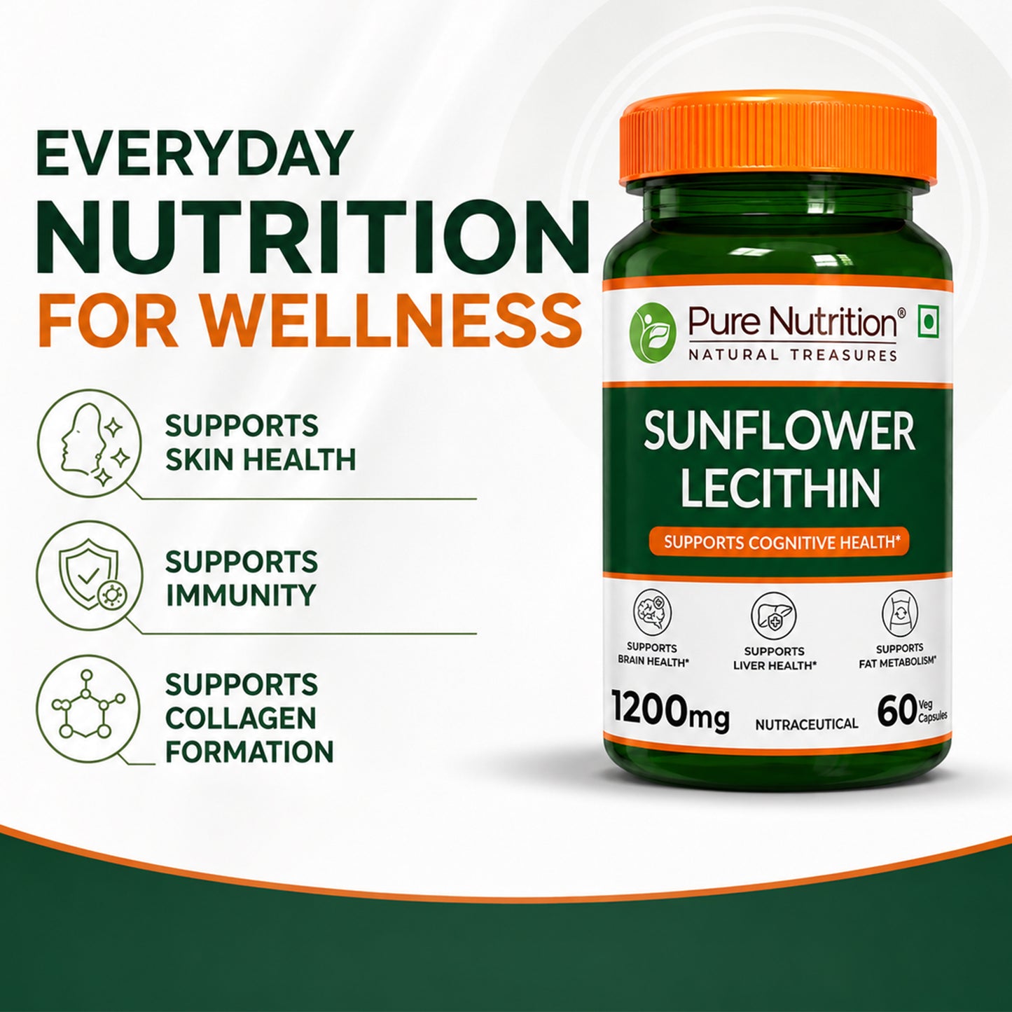 Sunflower Lecithin 1200mg | 60 Veg Capsules