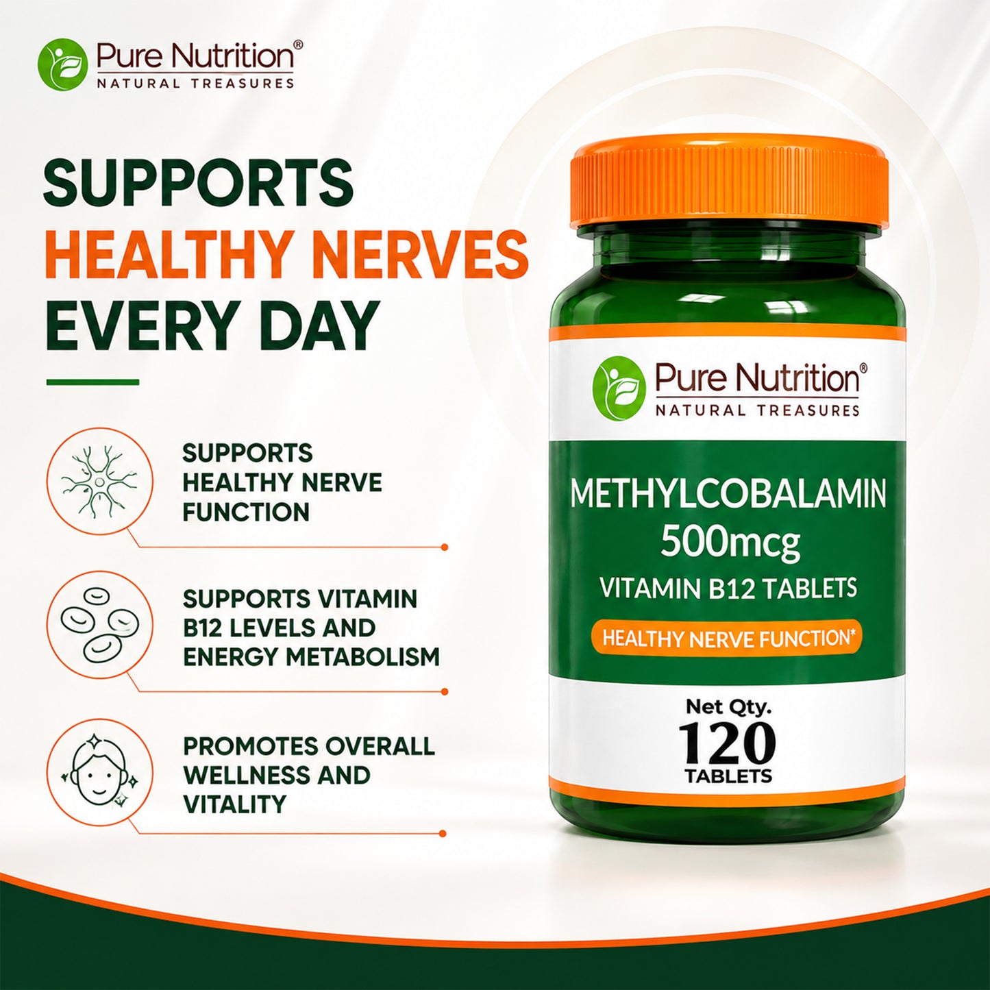 Methylcobalamin 500mcg Vitamin B12 Tablets | 120 Tablets