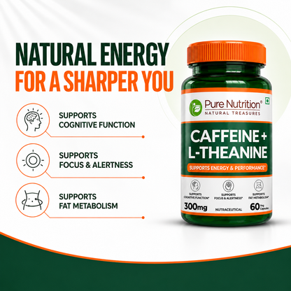 Caffeine 100 mg + L-Theanine 200 mg | 60 Veg Capsules