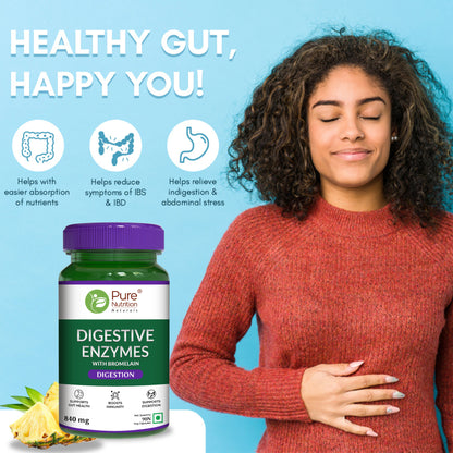 Digestive Enzymes with Bromelain 840mg | Multi Enzyme Blend Supplement