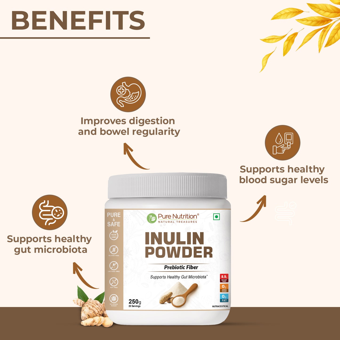 Pure Nutrition Inulin Powder – Prebiotic Fiber – 250g
