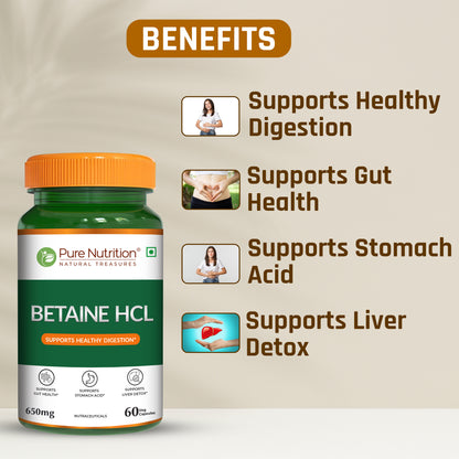 Pure Nutrition Betaine HCl 650 mg – Digestive Wellness Supplement