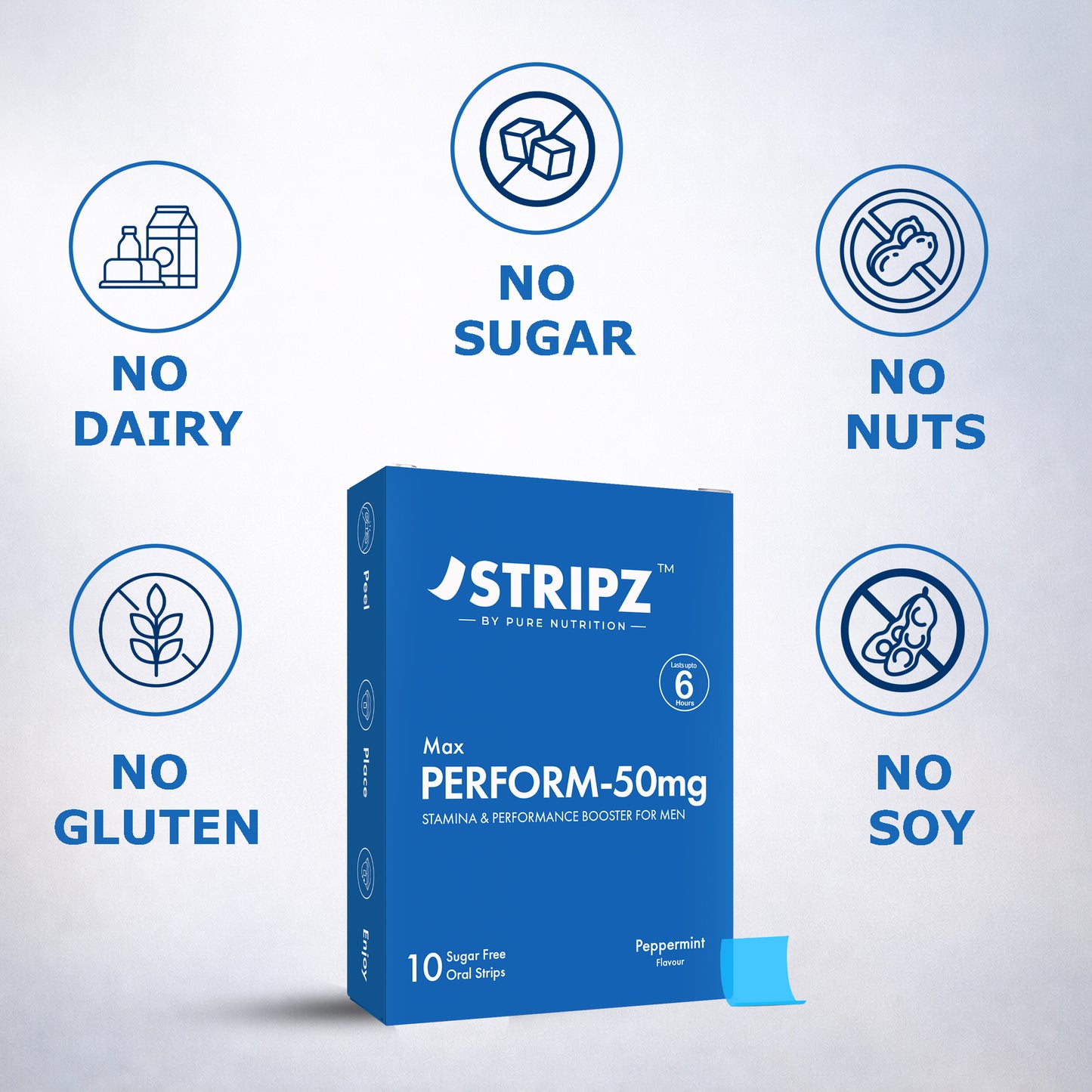 Stripz Max Perform-50mg Oral Thin Strips | Peppermint Flavour
