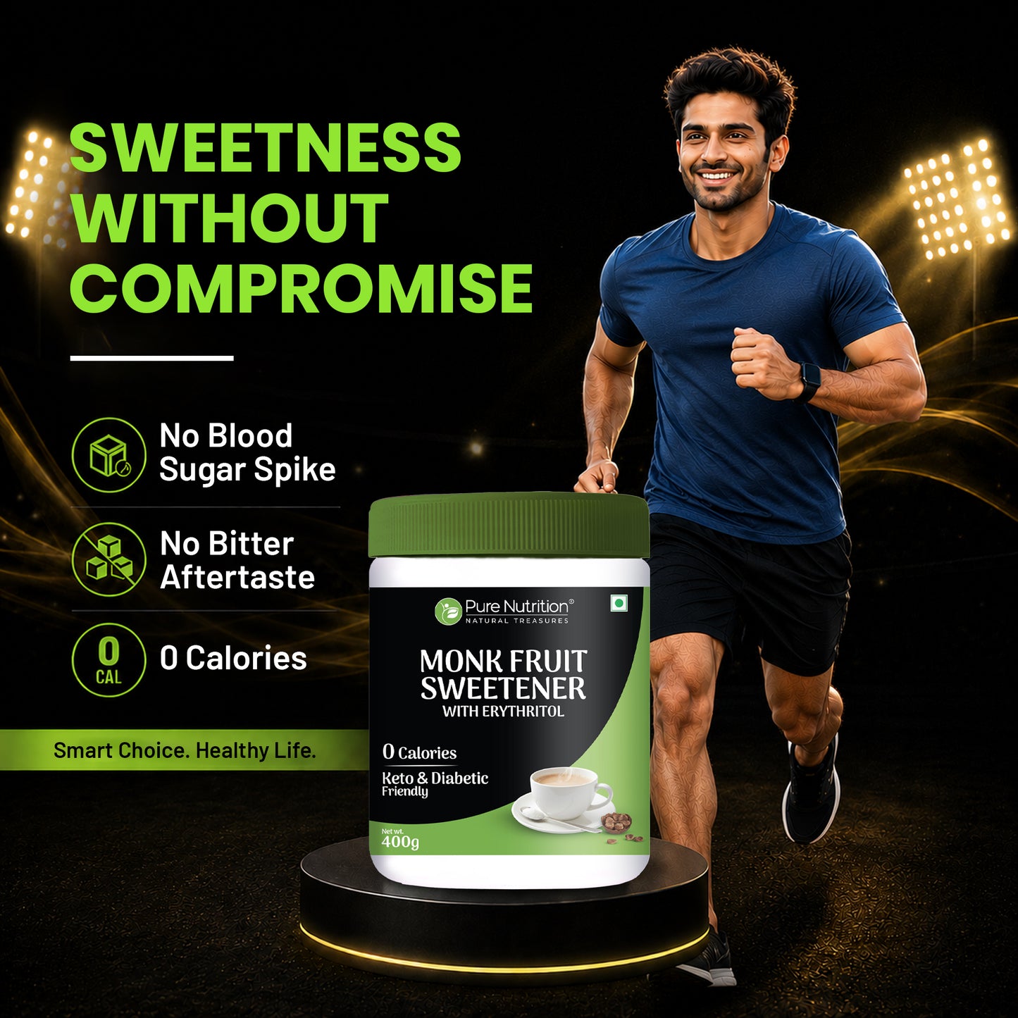 Monk Fruit Sweetener with Erythritol – 400g | Zero Calorie, Keto-Friendly