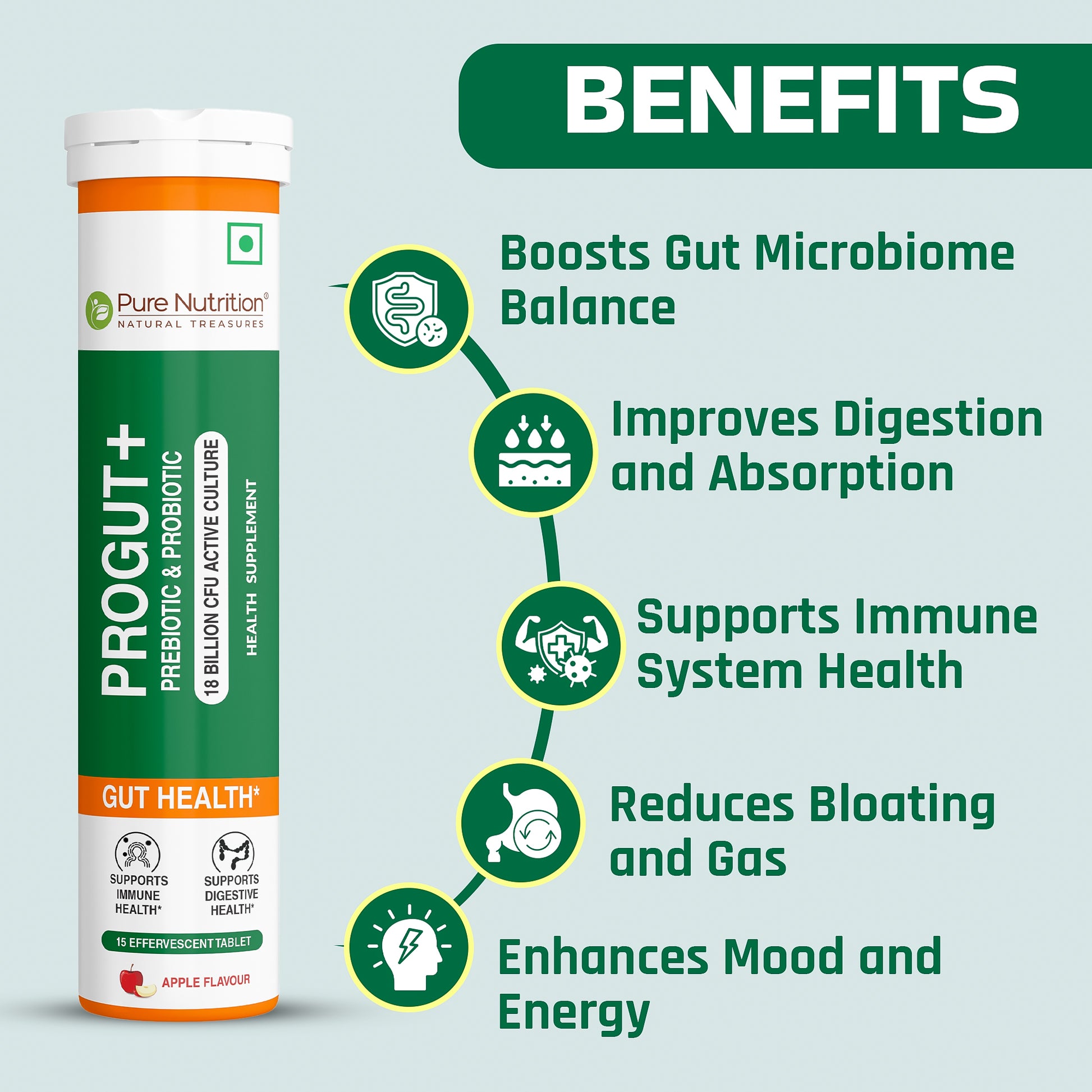 Pure Nutrition Progut Plus – 15 Effervescent Tablets