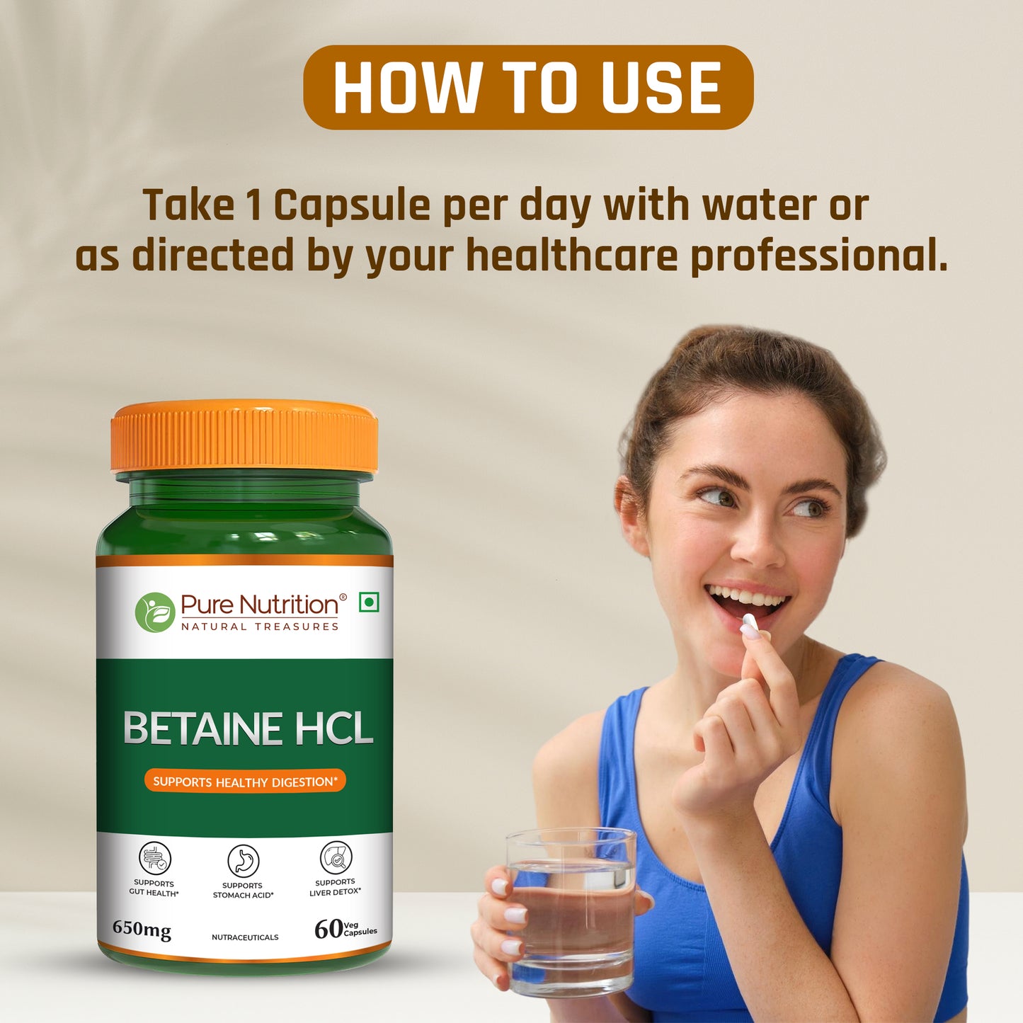 Pure Nutrition Betaine HCl 650 mg – Digestive Wellness Supplement