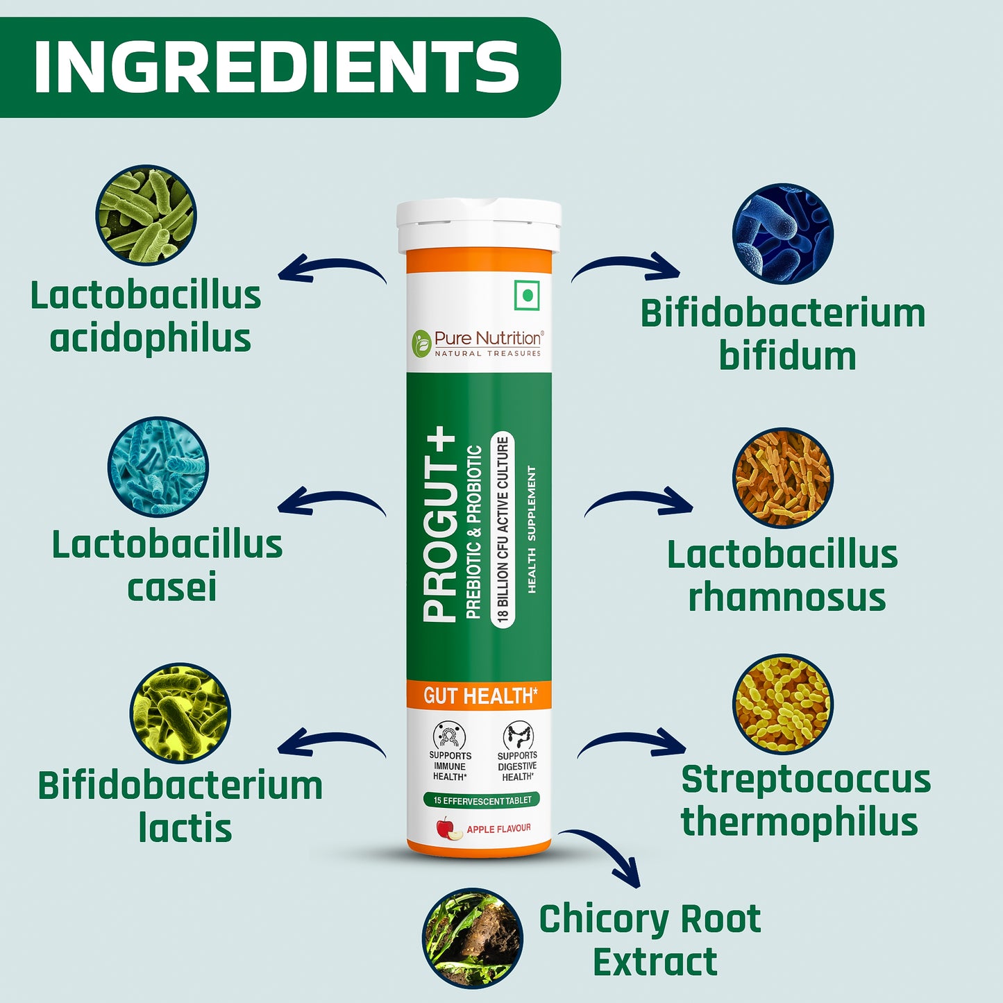 Pure Nutrition Progut Plus – 15 Effervescent Tablets