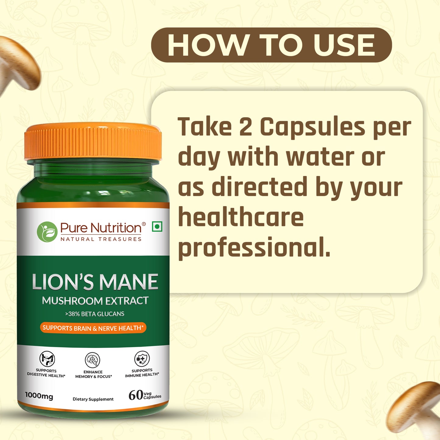 Lion’s Mane Mushroom Extract Veg Capsules