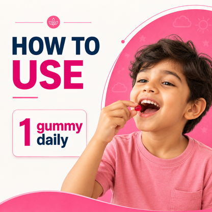 Kids’ Happy Bones Gummies with Calcium, Phosphorus, Vitamin D & K | Strawberry Flavour | 30 Gummies