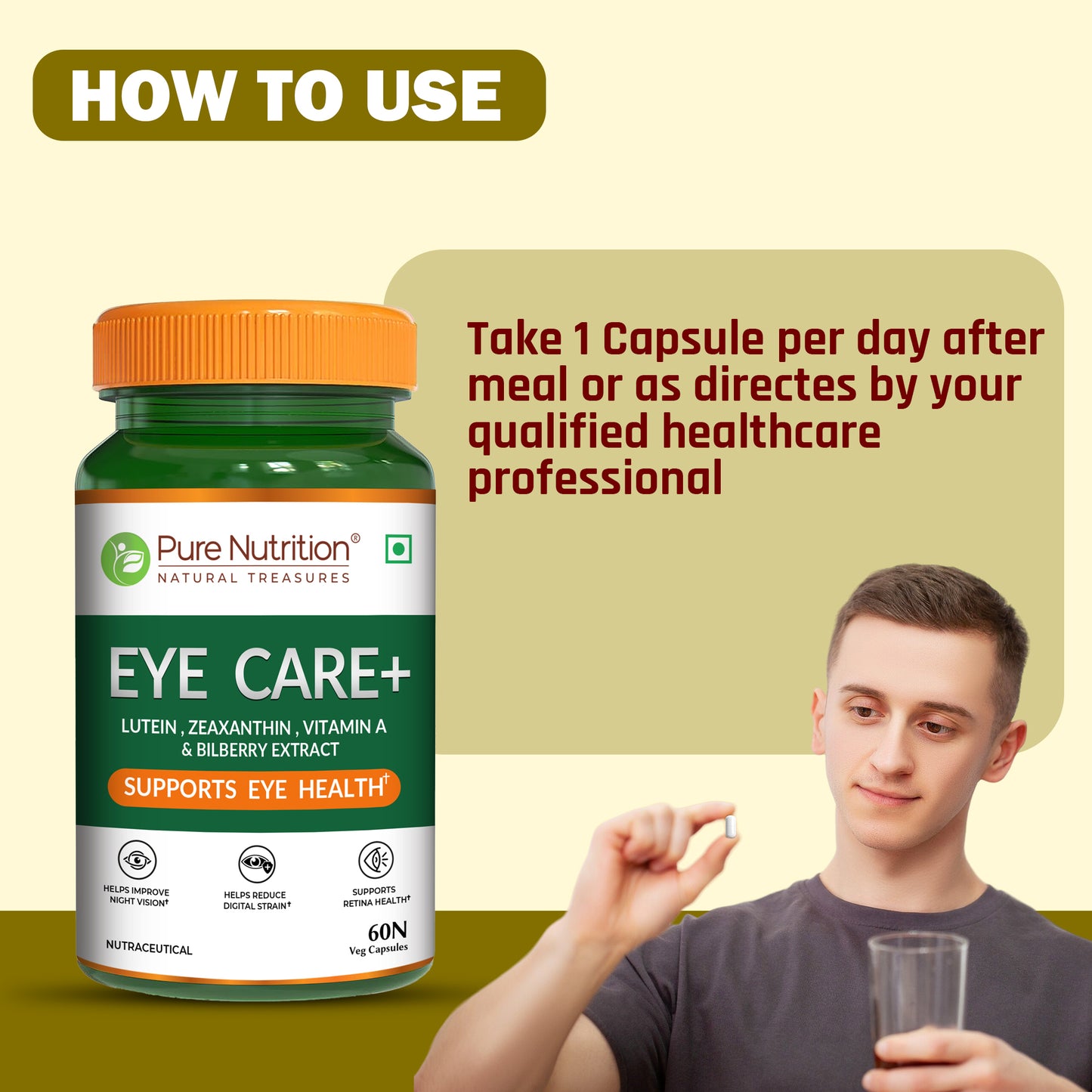 Eye Care+ – Lutein, Zeaxanthin, Vitamin A & Bilberry