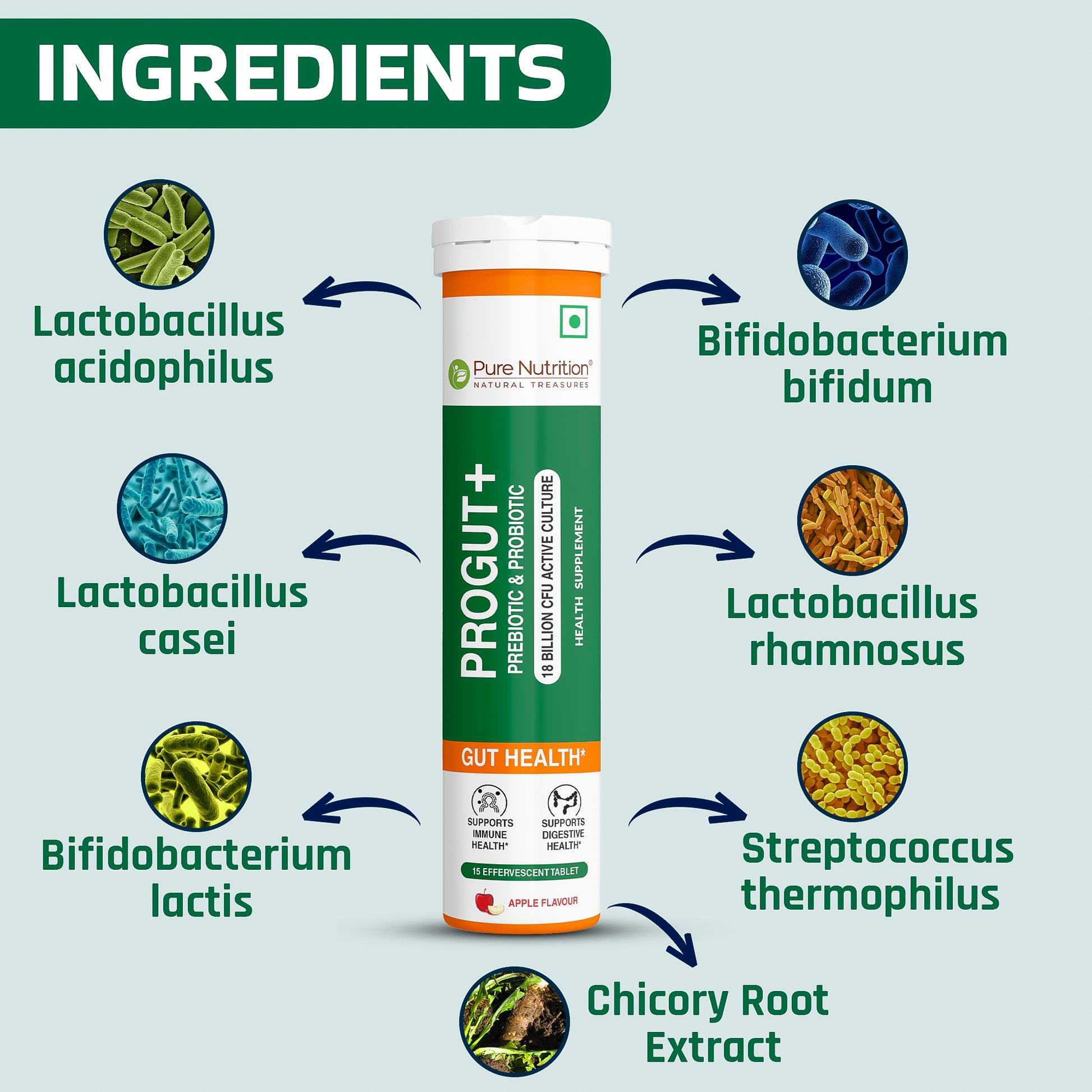 Pure Nutrition Progut Plus – 15 Effervescent Tablets