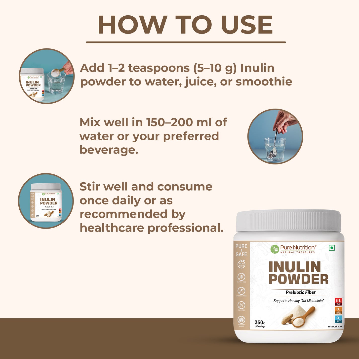 Pure Nutrition Inulin Powder – Prebiotic Fiber – 250g