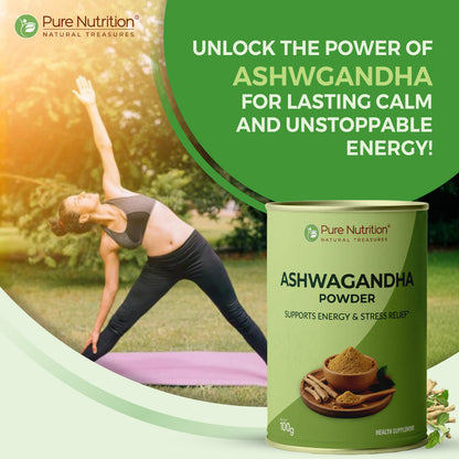 Organic Ashwagandha Powder - 100 g | 100% Pure and Natural | Supports Stress Relief, Vitality, and Overall Wellness