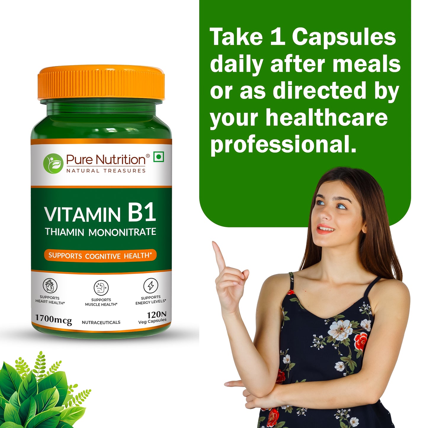 Pure Nutrition Vitamin B1 – 120 Veg Capsules
