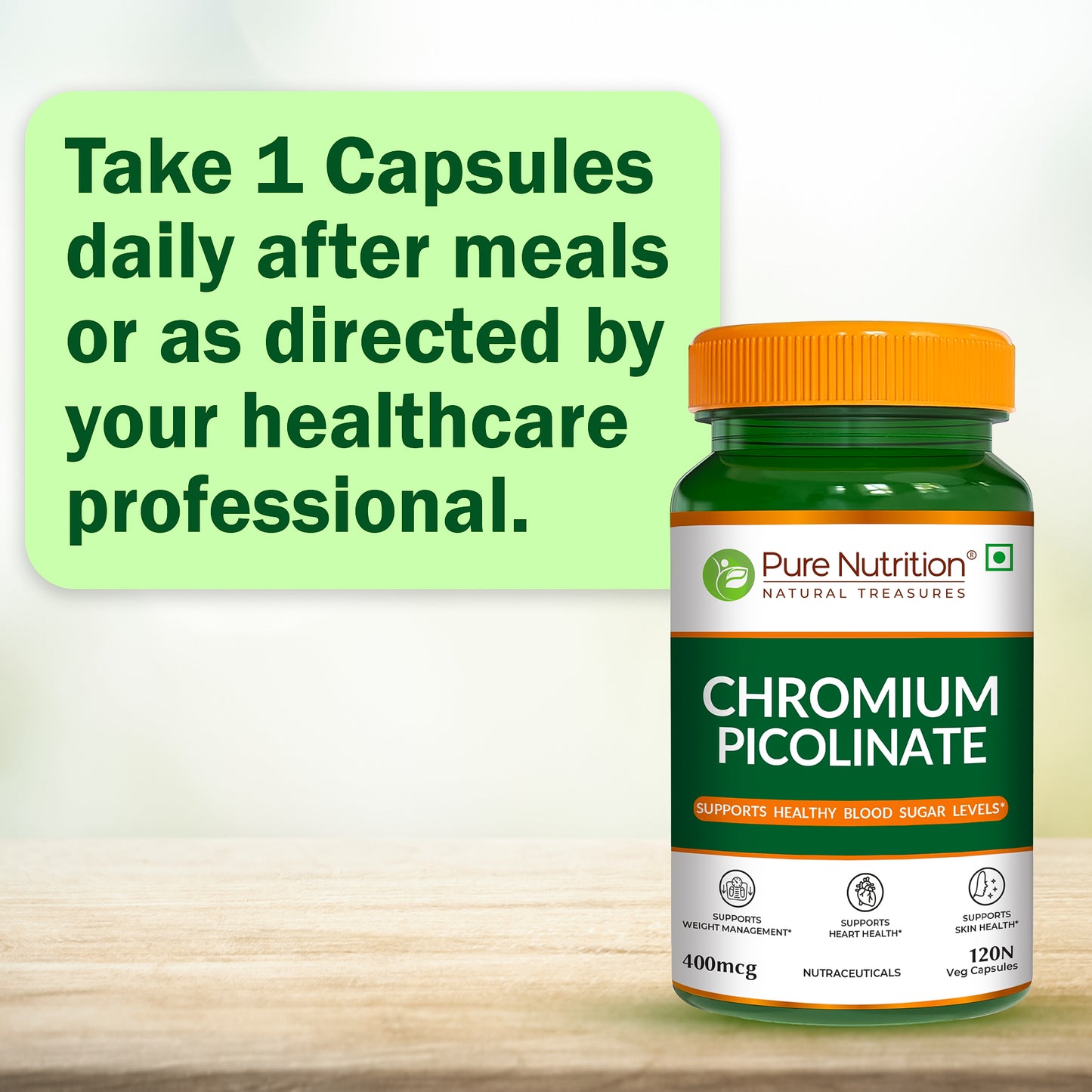 Pure Nutrition Chromium Picolinate – 120 Veg Capsules