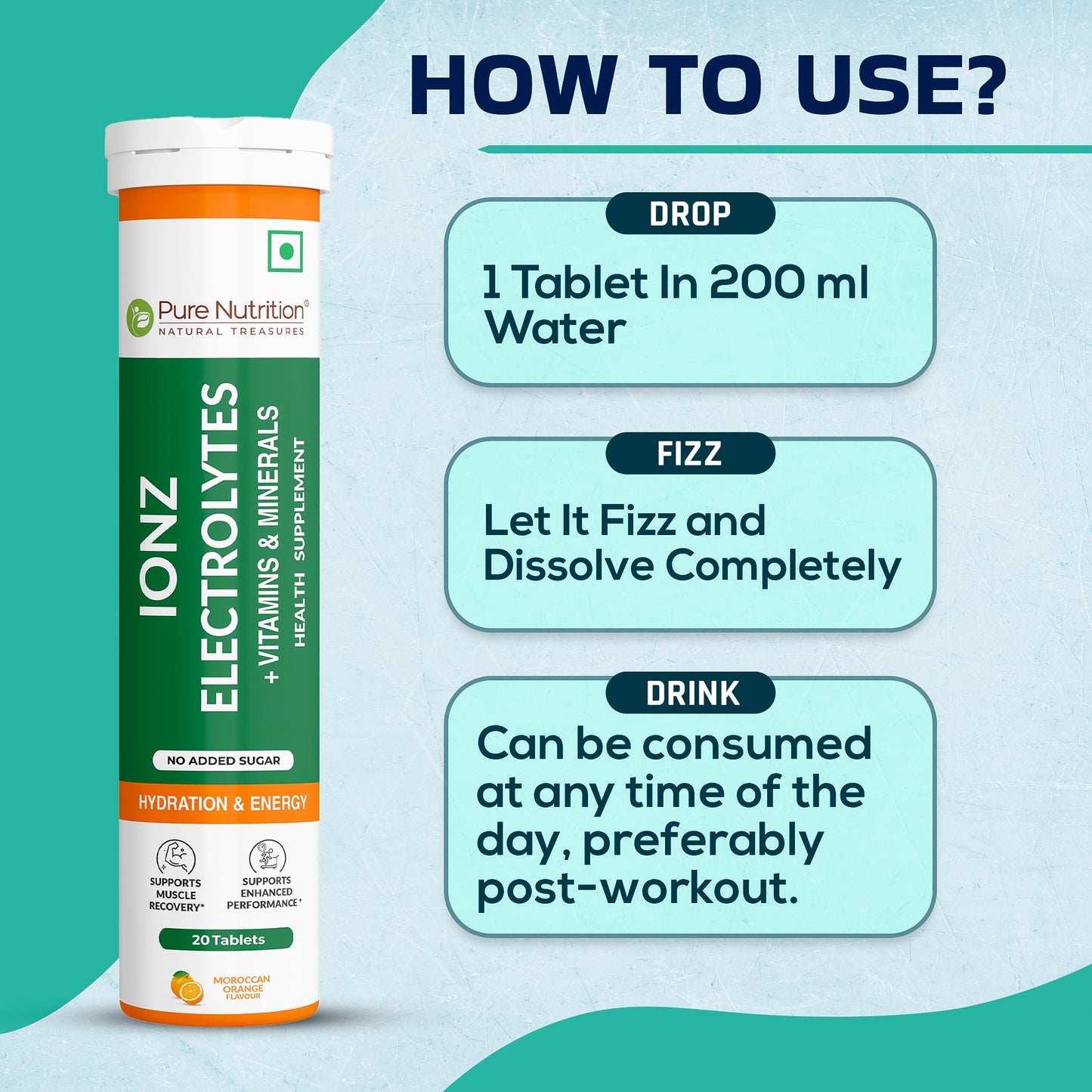Pure Nutrition IONZ Electrolytes + Vitamins & Minerals – Moroccan Orange Flavour