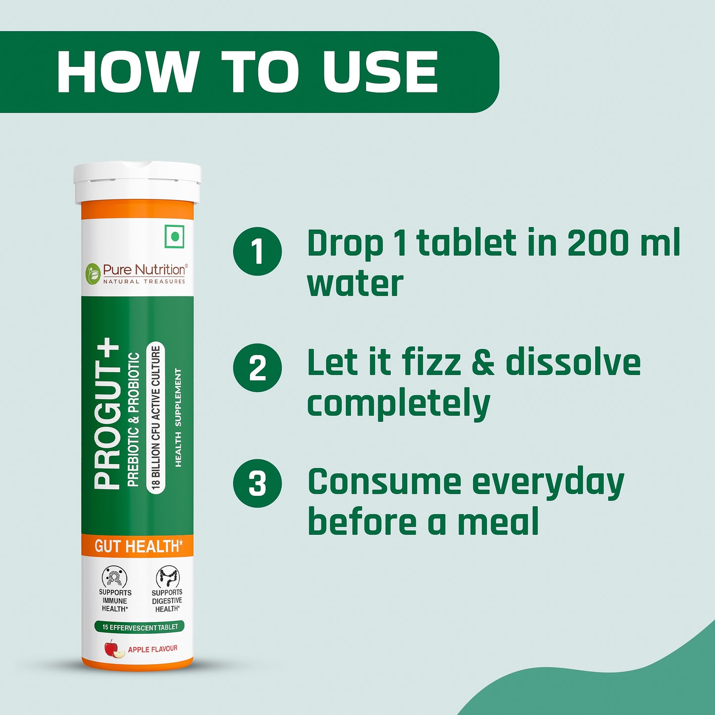 Pure Nutrition Progut Plus – 15 Effervescent Tablets