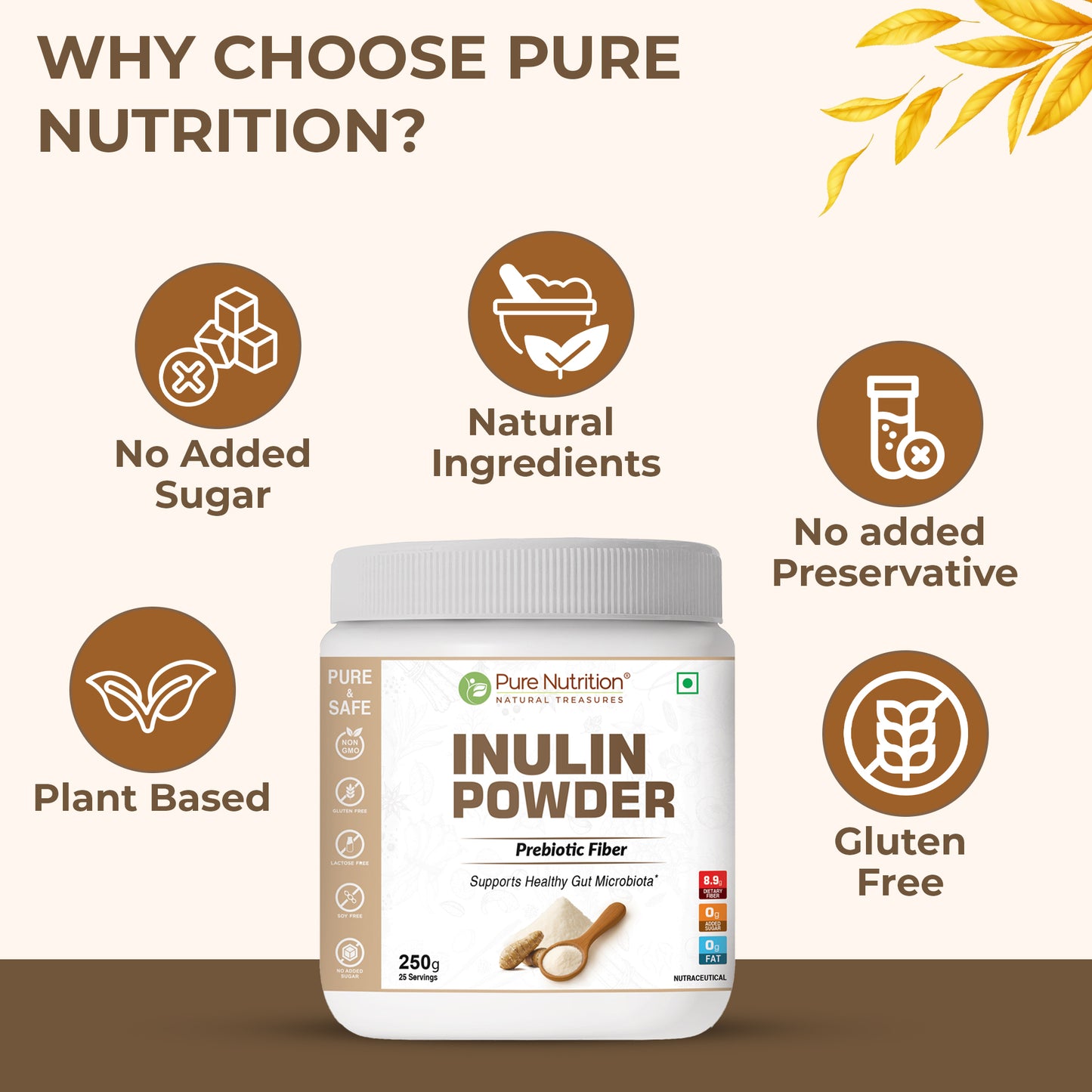 Pure Nutrition Inulin Powder – Prebiotic Fiber – 250g