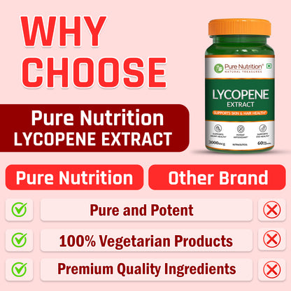 Pure Nutrition Lycopene Extract | 3000 mcg | 60 Veg Capsules