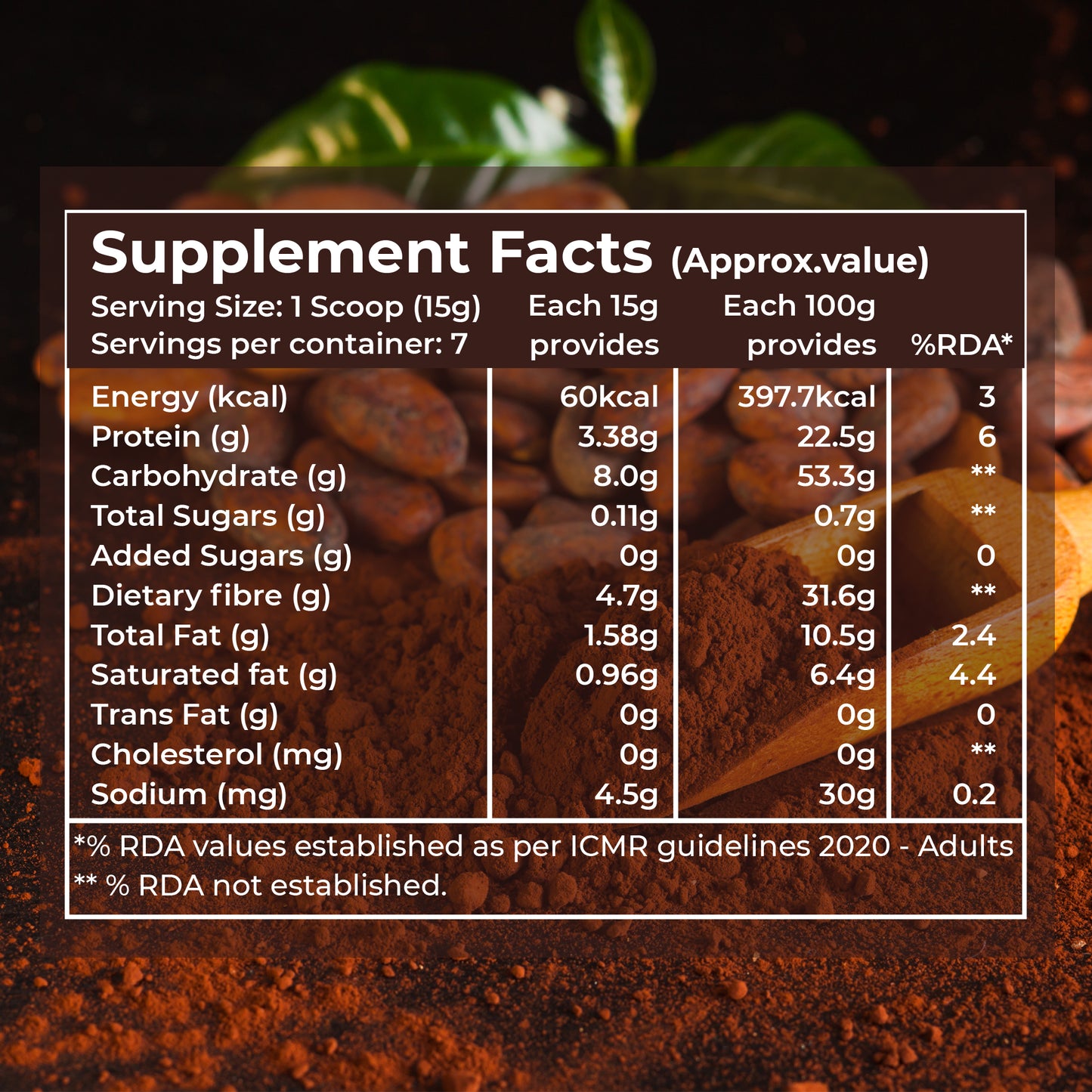 Cocoa Powder 100g | Unsweetened & Alkalized | No Added Sugar | Rich Cocoa Flavor
