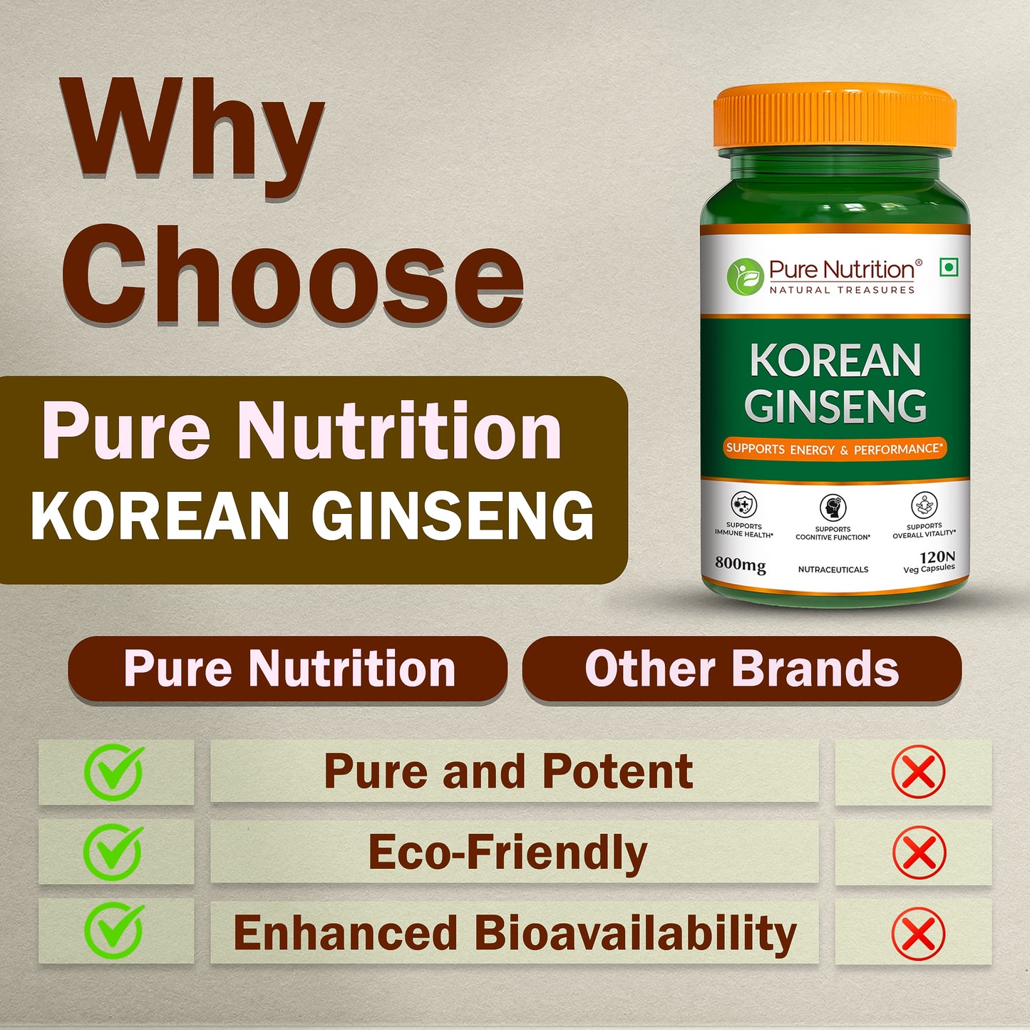Korean Ginseng – 120 Veg Capsules