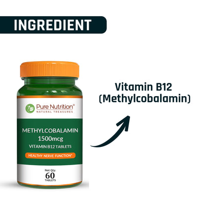 Pure Nutrition Vitamin B12 Methylcobalamin 1500 mcg | 60 Tablets