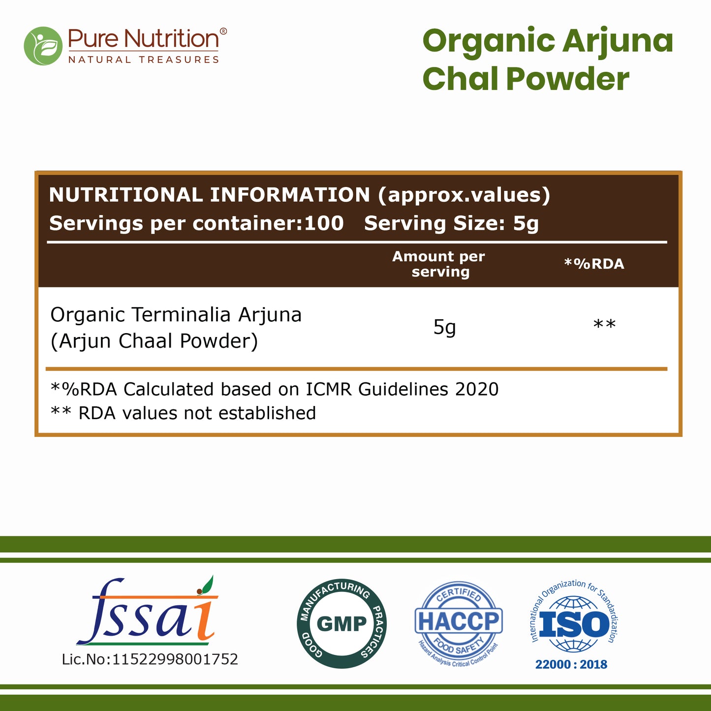 Organic Arjun Chaal Powder 500g | Traditional Ayurvedic Herbal Powder