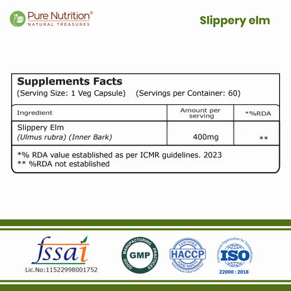 Slippery Elm 400 mg | 60 Vegetarian Capsules
