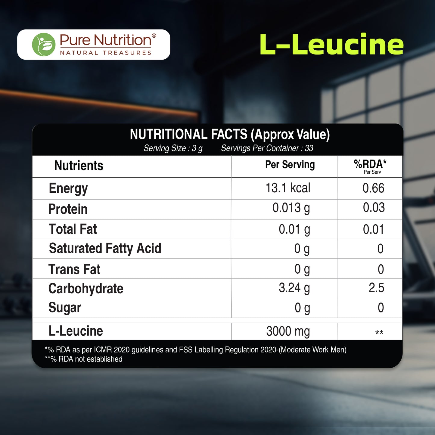 L-Leucine 3000 mg – Unflavoured