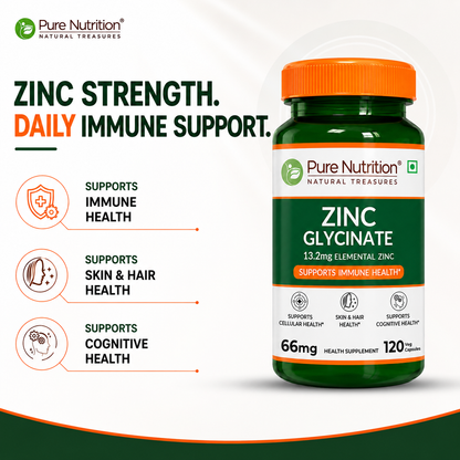 Zinc Glycinate 66mg Elemental Zinc | High Absorption Immunity Support| 120 Tablets