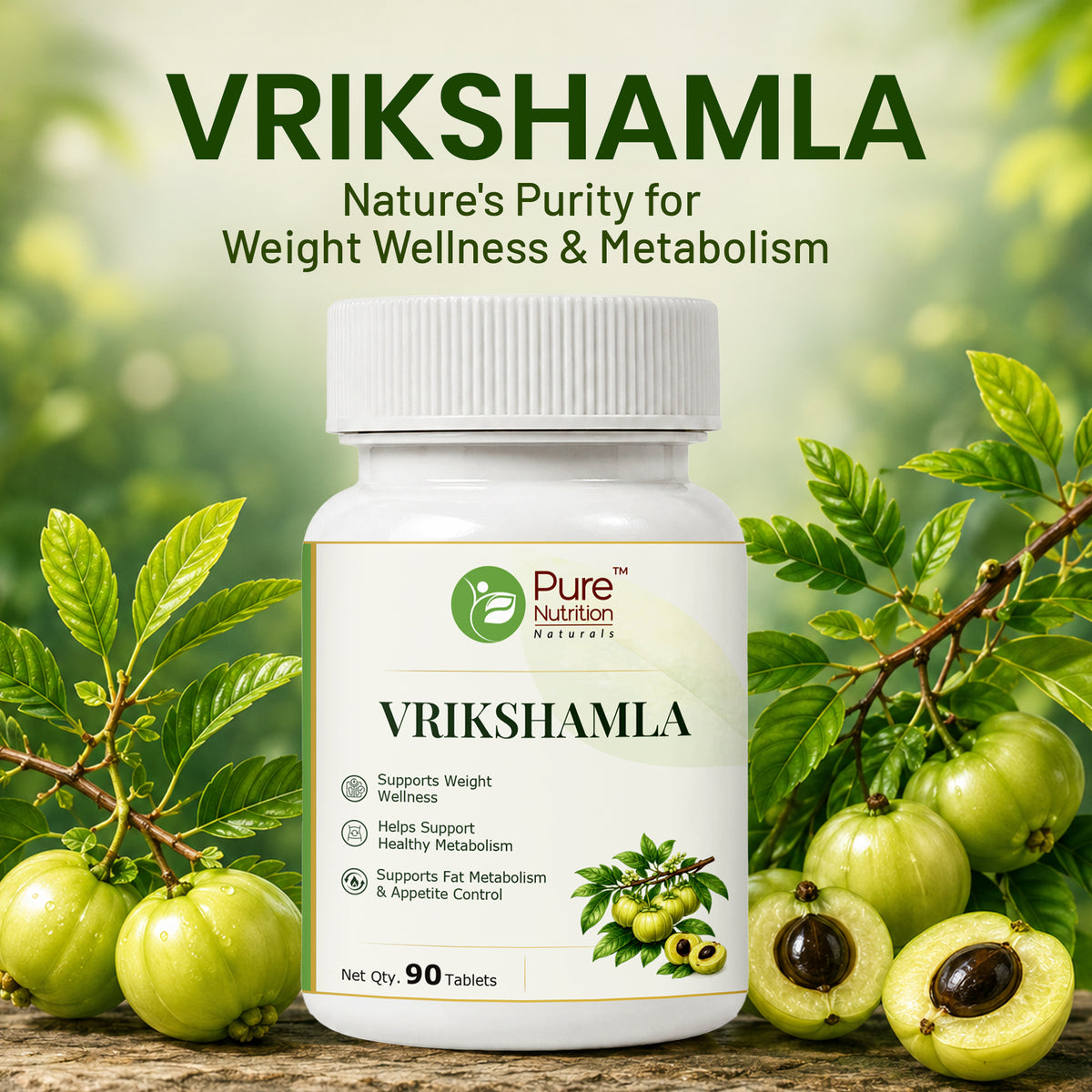 Pure Nutrition Vrikshamla Tablets | Garcinia Cambogia Herbal Support for Weight Wellness & Metabolism | Ayurvedic Supplement 