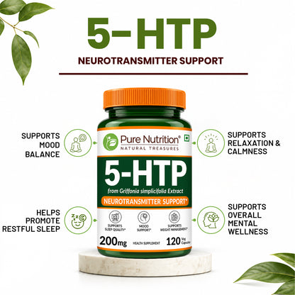 5-HTP 200 mg from Griffonia simplicifolia Extract | Neurotransmitter Support | 120 Tablets