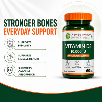 Vitamin D3 10,000 IU | 250 mcg Vitamin D3 | 60 Vegetarian Tablets