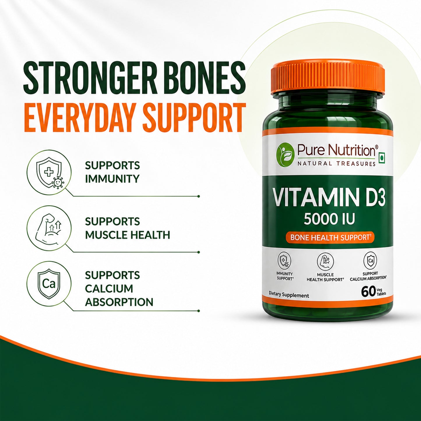 Vitamin D3 5000 IU | 125 mcg Vitamin D3 | 60 Tablets