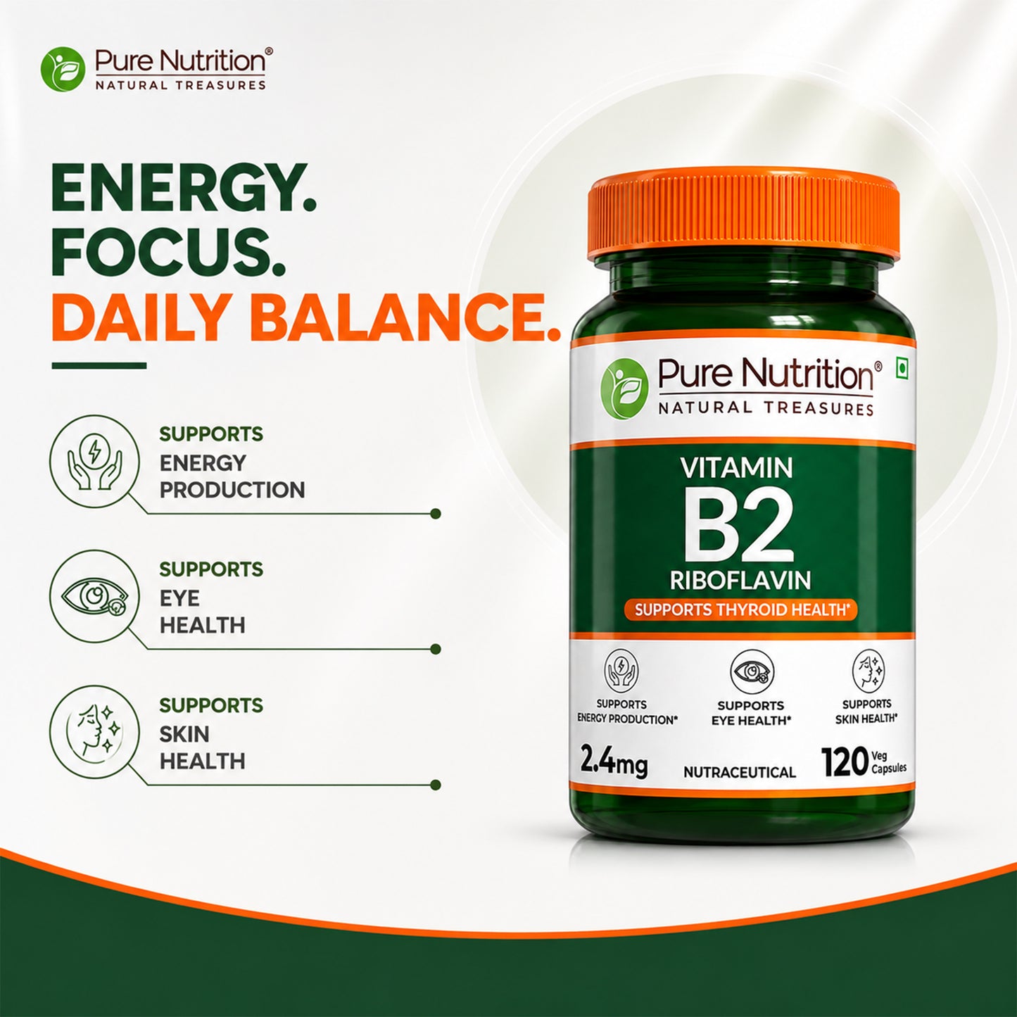 Vitamin B2 Riboflavin 2.4 mg | 120 Vegetarian Capsules