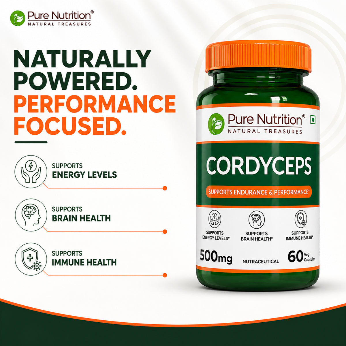 Cordyceps 500 mg | 60 Vegetarian  Capsules
